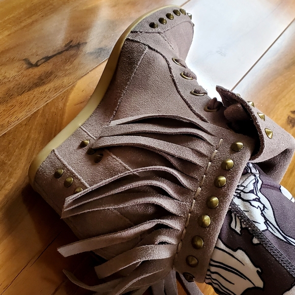 ASH "BABA" Wedge Leather Fringe Boots- Size 40 (EUC) - Picture 2 of 12